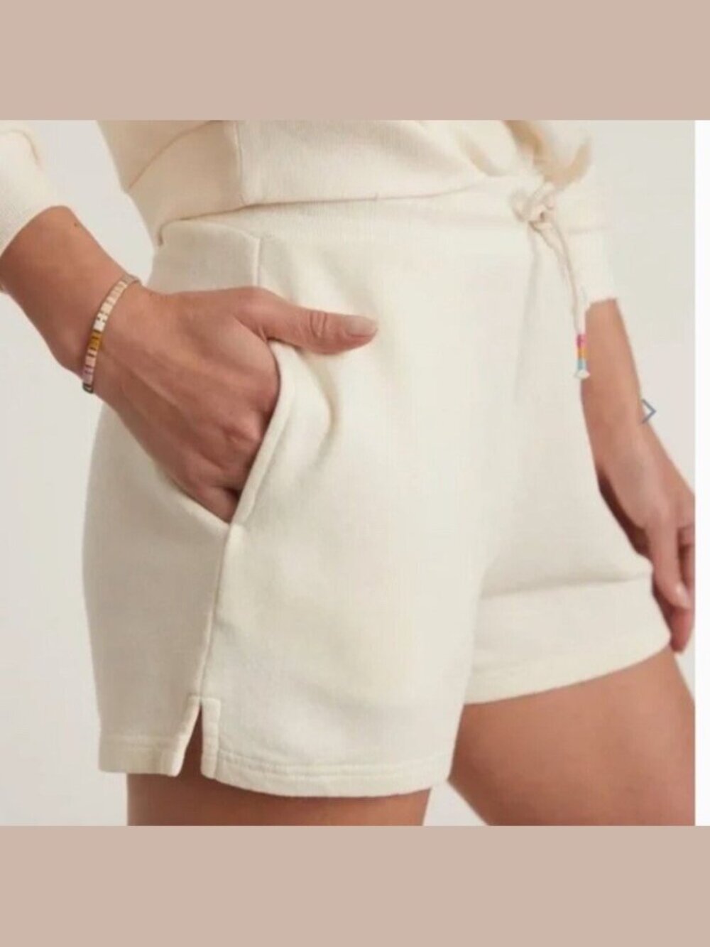 Marine Layer Maple Vintage Terry Shorts Antique White Cotton Casual Beach M